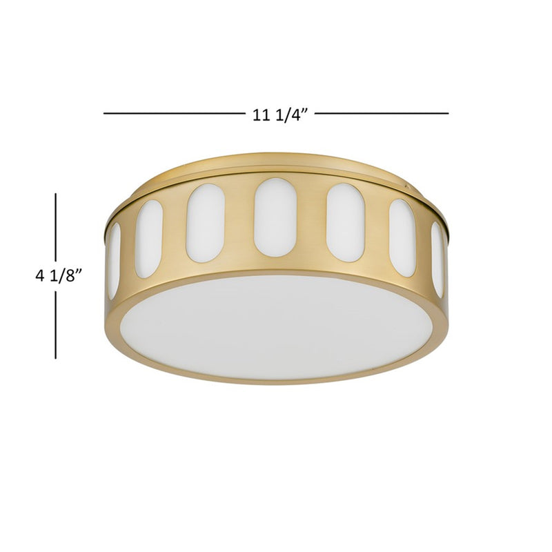 Alteck Opera 11.25in LED Flush Mount | Transitional Antique Brass and Frosted PC | Hallway & Bedroom Ceiling Light | Model BFM0022-5CCT-AB