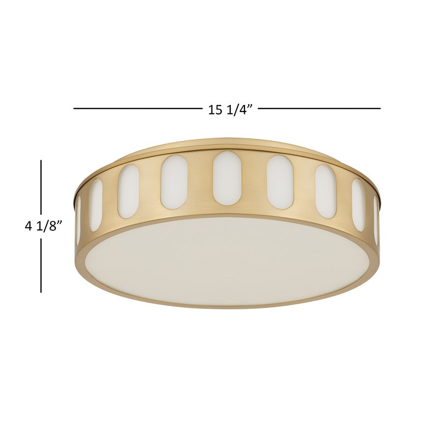 Alteck Opera 15.15" LED Flush Mount, Antique, Antique Brass - BFM0023-5CCT-AB