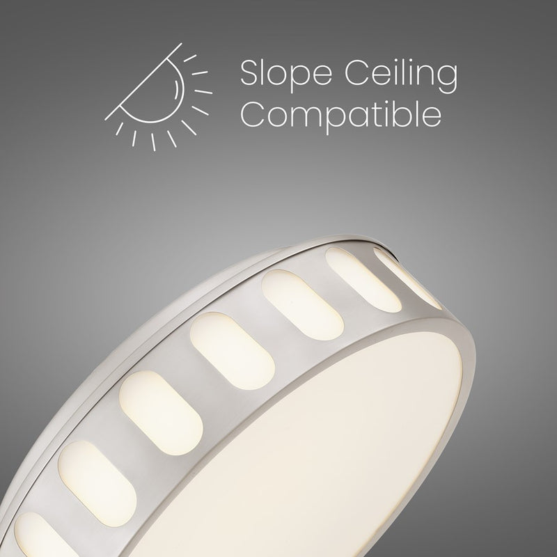 Alteck Opera 15in 1-Light LED Flush Mount | Transitional Brushed Nickel and Frosted PC | Hallway & Bedroom | 15 x 15 x 4 in | Model BFM0023-5CCT-BN