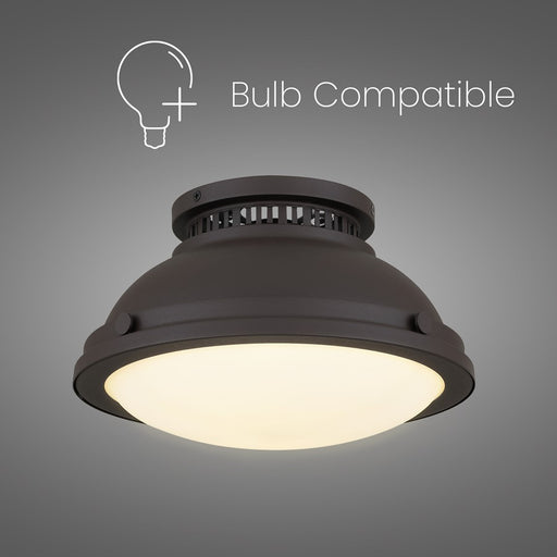 Alteck London 1-Lt 11" Flush, Dark Bronze/Etched Opal, Dark Bronze