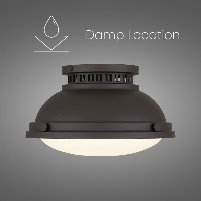 Alteck London 11in 1-Light Flush Mount | Transitional Dark Bronze and Etched Opal Glass | Entryway & Hallway | 11 x 11 x 6.5 in | Model BFM0024-DB
