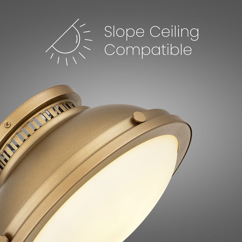 Alteck London 11in 1-Light Flush Mount | Transitional Polished Brass and Etched Opal Glass | Hallway & Bedroom Ceiling Light | Model BFM0024-PB