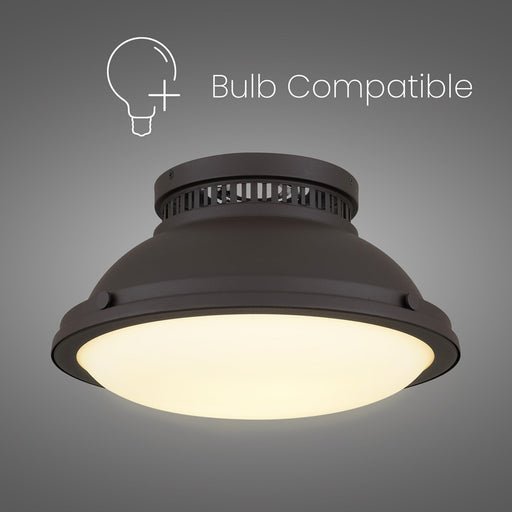 Alteck London 2-Lt 14" Flush, Dark Bronze/Etched Opal, Dark Bronze