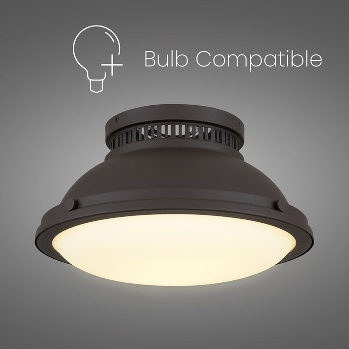 Alteck London 2-Lt 14" Flush, Dark Bronze/Etched Opal, Dark Bronze