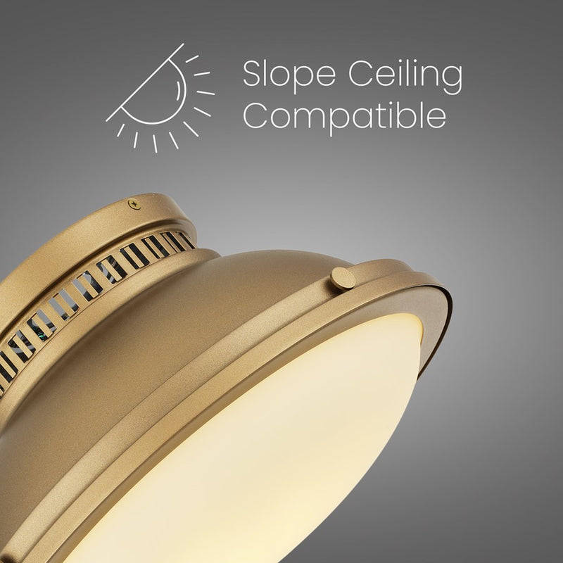 Alteck London 14in 2-Light Flush Mount | Transitional Polished Brass and Etched Opal Glass | Entryway & Hallway | 14 x 14 x 8 in | Model BFM0025-PB