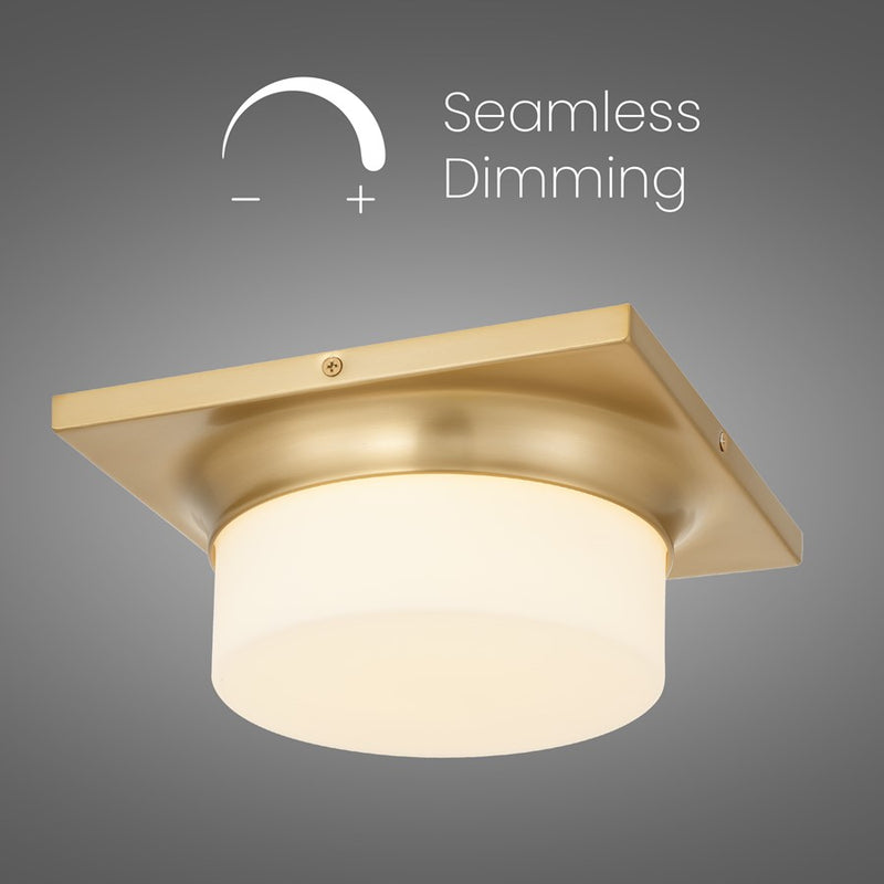Alteck Grande 10in 1-Light LED Flush Mount | Transitional Antique Brass and Opal Glass | Hallway & Bedroom | 10 x 10 x 4 in | Model BFM0026-5CCT-AB