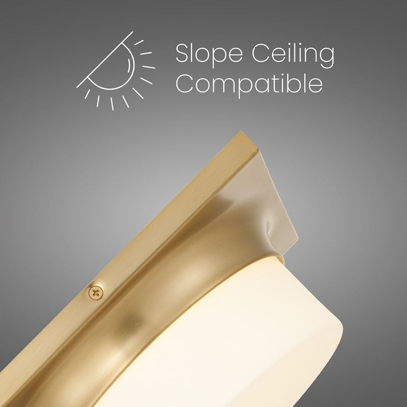Alteck Grande 10in 1-Light LED Flush Mount | Transitional Antique Brass and Opal Glass | Hallway & Bedroom | 10 x 10 x 4 in | Model BFM0026-5CCT-AB
