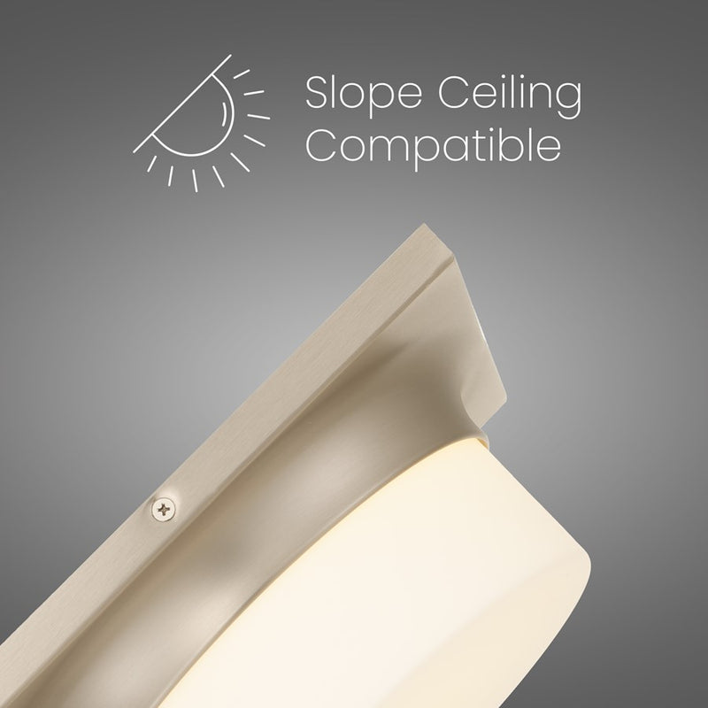 Alteck Grande 10in 1-Light LED Flush Mount | Transitional Brushed Nickel and Opal Glass | Hallway & Bedroom | 10 x 10 x 4 in | Model BFM0026-5CCT-BN