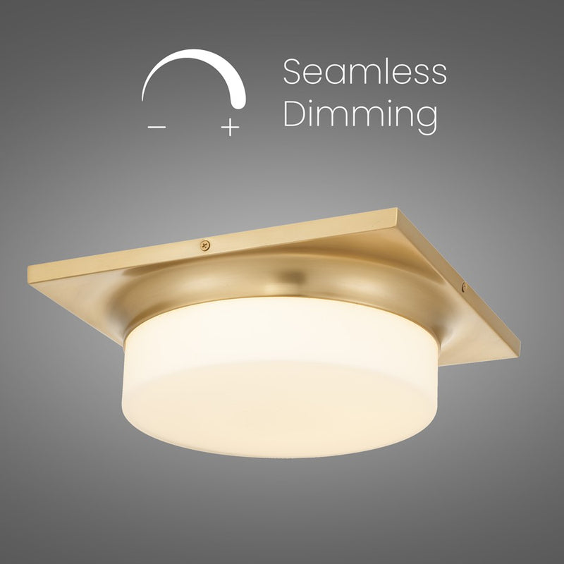 Alteck Grande 13in 1-Light LED Flush Mount | Transitional Antique Brass and Opal Glass | Entryway & Hallway | Model BFM0027-5CCT-AB