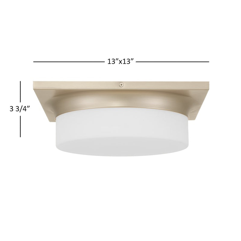 Alteck Grande 13in 1-Light LED Flush Mount | Transitional Brushed Nickel and Opal Glass | Entryway & Hallway | Model BFM0027-5CCT-BN