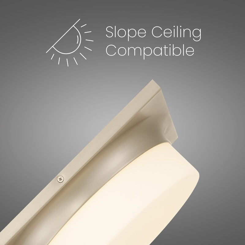 Alteck Grande 13in 1-Light LED Flush Mount | Transitional Brushed Nickel and Opal Glass | Entryway & Hallway | Model BFM0027-5CCT-BN