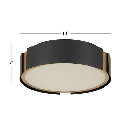 Alteck Milan 10" LED Flush, Matte, Black with Brass Accent - BFM0028-5CCT-BK