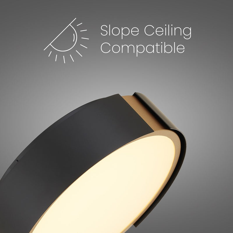 Alteck Milan 10in 1-Light LED Flush Mount | Contemporary Matte Black and Brass Accent | Entryway & Hallway | 10 x 10 x 3 in | Model BFM0028-5CCT-BK