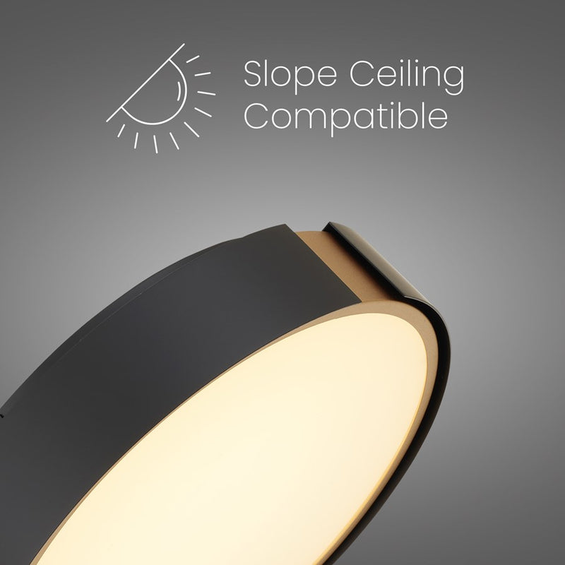 Alteck Milan 13in 1-Light LED Flush Mount | Contemporary Matte Black and Brass Accent | Entryway & Hallway | 13 x 13 x 3 in | Model BFM0029-5CCT-BK