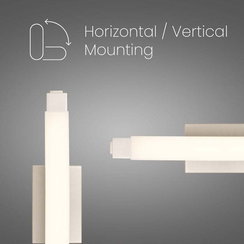 Alteck Albion 20in 1-Light LED Bath Vanity Light | Contemporary Brushed Nickel and Opal Acrylic | Bathroom & Powder Room | Model BW0030-3CCT-BN