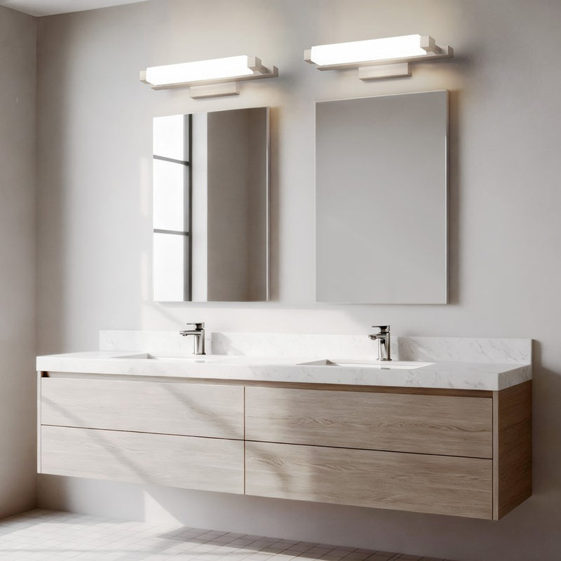 Alteck Albion 20in 1-Light LED Bath Vanity Light | Contemporary Brushed Nickel and Opal Acrylic | Bathroom & Powder Room | Model BW0030-3CCT-BN