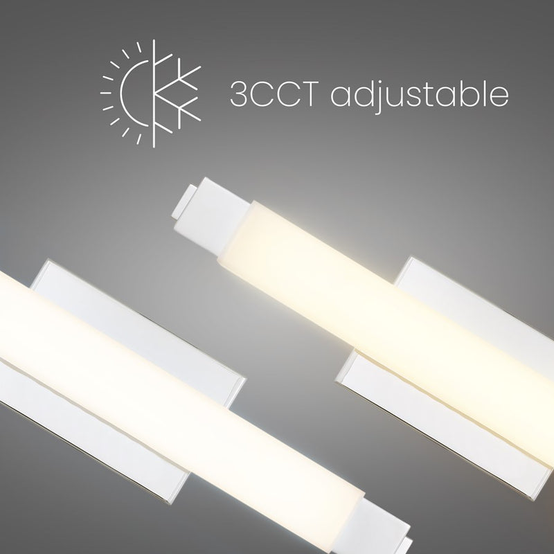 Alteck Albion 20in 1-Light LED Bath Vanity Light | Contemporary Chrome and Opal Acrylic | Bathroom & Powder Room | Model BW0030-3CCT-CH