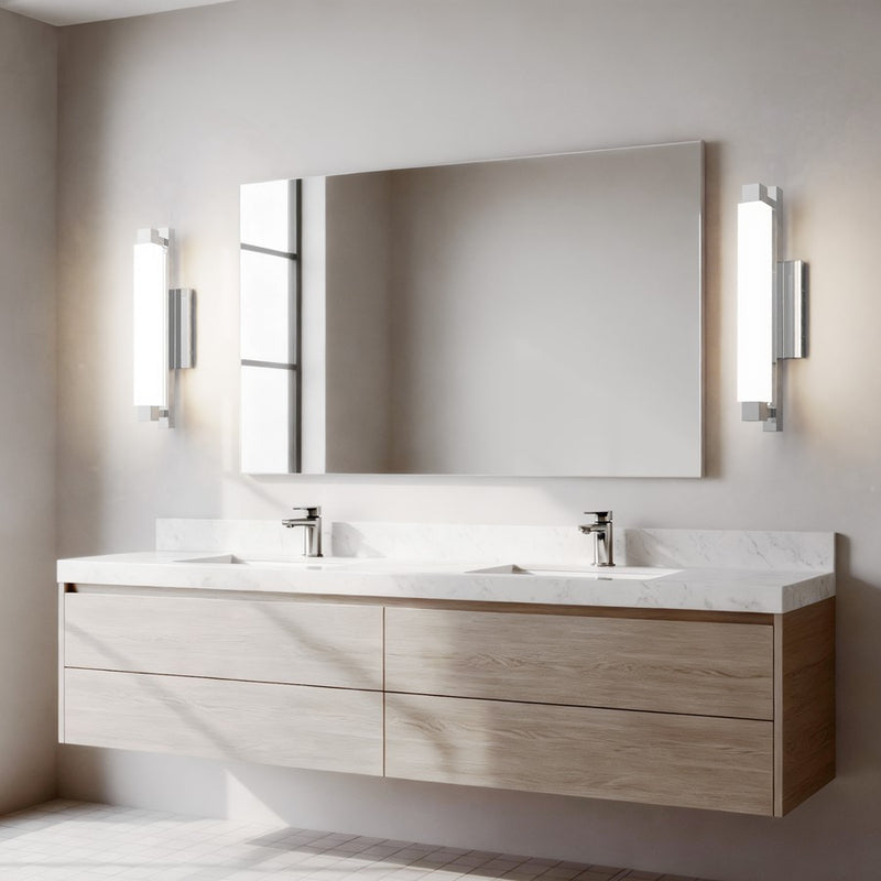Alteck Albion 20in 1-Light LED Bath Vanity Light | Contemporary Chrome and Opal Acrylic | Bathroom & Powder Room | Model BW0030-3CCT-CH