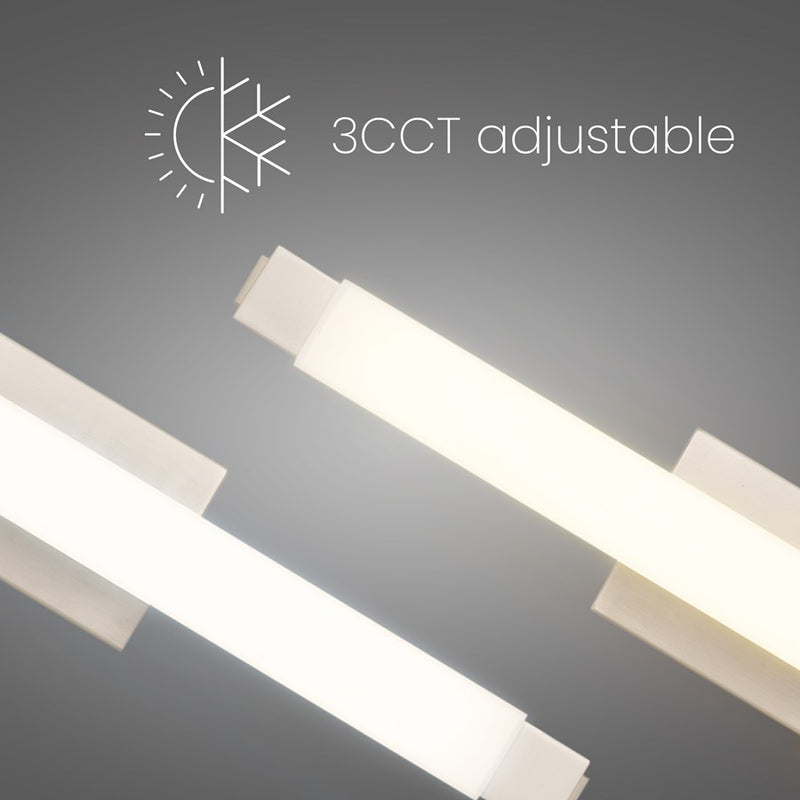 Alteck Albion 26in 1-Light LED Bath Vanity Light | Contemporary Brushed Nickel and Opal Acrylic | Bathroom & Powder Room | Model BW0031-3CCT-BN