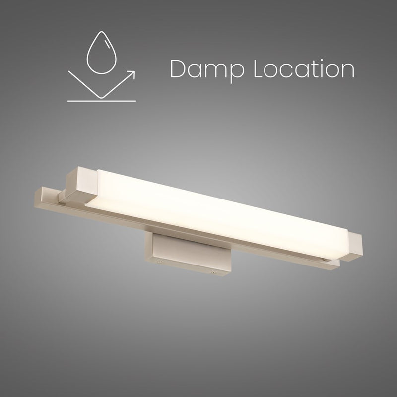 Alteck Albion 26in 1-Light LED Bath Vanity Light | Contemporary Brushed Nickel and Opal Acrylic | Bathroom & Powder Room | Model BW0031-3CCT-BN