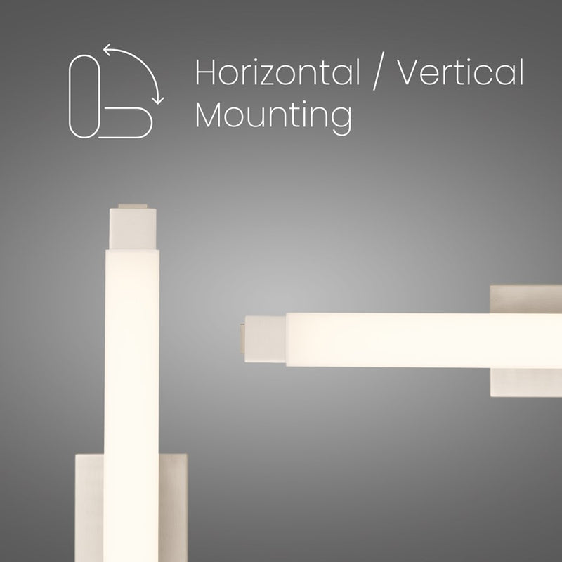Alteck Albion 26in 1-Light LED Bath Vanity Light | Contemporary Brushed Nickel and Opal Acrylic | Bathroom & Powder Room | Model BW0031-3CCT-BN