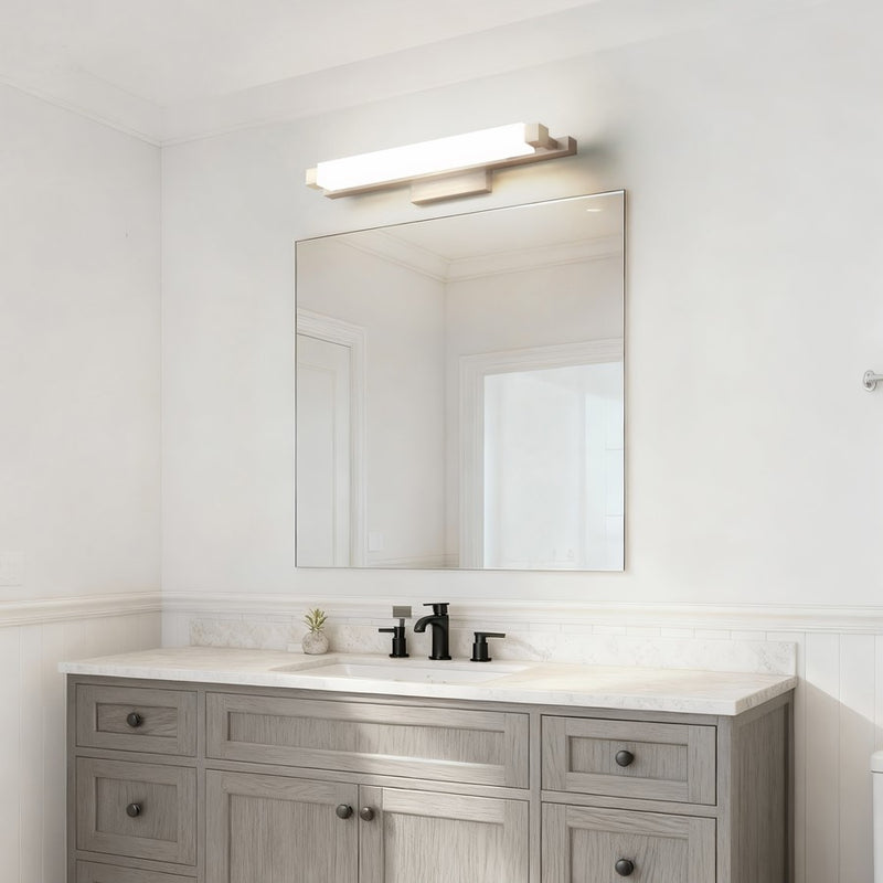 Alteck Albion 26in 1-Light LED Bath Vanity Light | Contemporary Brushed Nickel and Opal Acrylic | Bathroom & Powder Room | Model BW0031-3CCT-BN