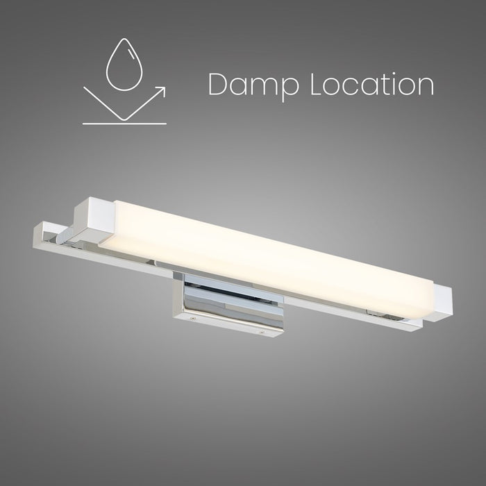 Alteck Albion 26" LED Bath Vanity Light, Chrome/Opal, Chrome