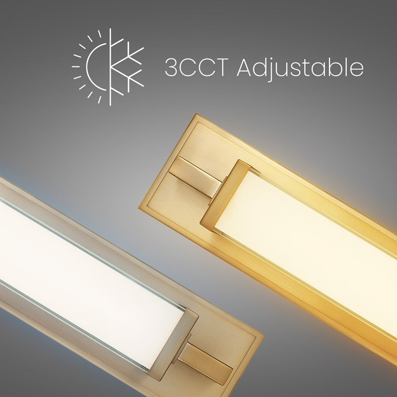 Alteck Empire 22in 1-Light LED Bathroom Vanity Light | Contemporary Antique Brass and Opal Glass | Bathroom Vanity & Mirror | Model BW0032-3CCT-AB
