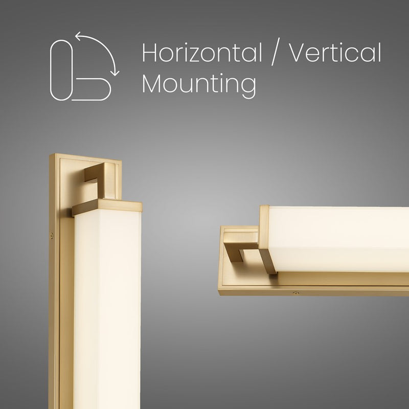 Alteck Empire 22in 1-Light LED Bathroom Vanity Light | Contemporary Antique Brass and Opal Glass | Bathroom Vanity & Mirror | Model BW0032-3CCT-AB