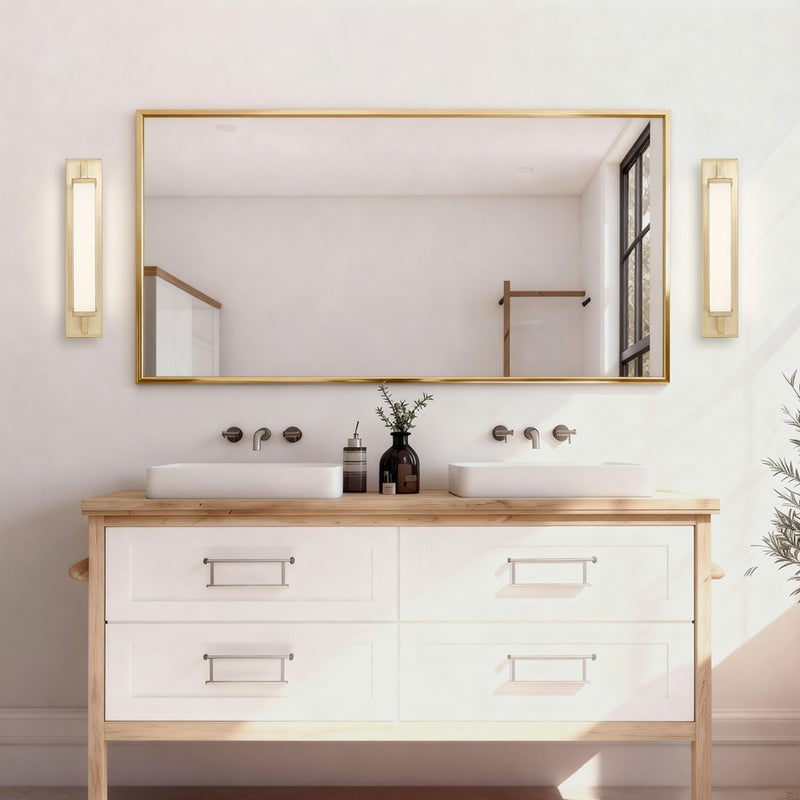 Alteck Empire 22in 1-Light LED Bathroom Vanity Light | Contemporary Antique Brass and Opal Glass | Bathroom Vanity & Mirror | Model BW0032-3CCT-AB