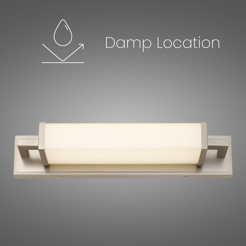 Alteck Empire 22in 1-Light LED Bathroom Vanity Light | Contemporary Brushed Nickel and Opal Glass | Bathroom Vanity & Mirror | Model BW0032-3CCT-BN