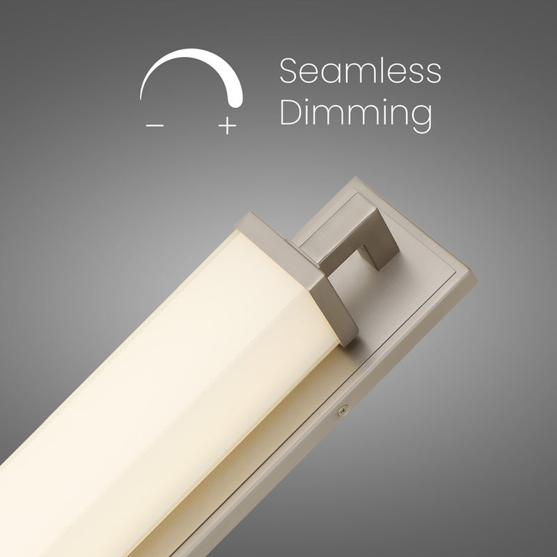 Alteck Empire 22in 1-Light LED Bathroom Vanity Light | Contemporary Brushed Nickel and Opal Glass | Bathroom Vanity & Mirror | Model BW0032-3CCT-BN