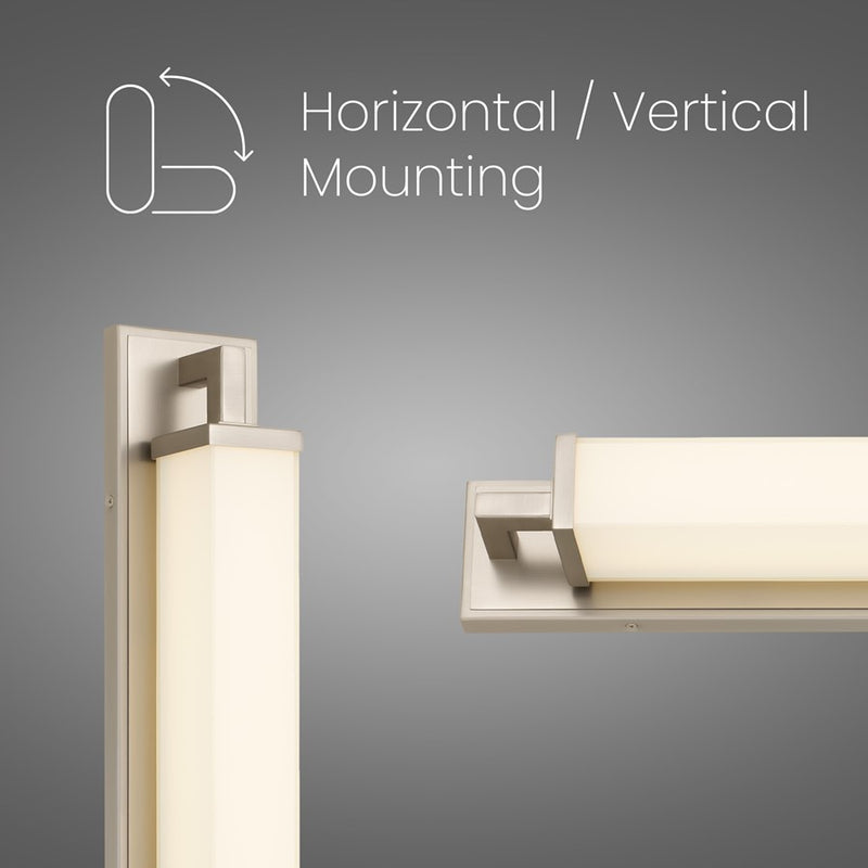 Alteck Empire 22in 1-Light LED Bathroom Vanity Light | Contemporary Brushed Nickel and Opal Glass | Bathroom Vanity & Mirror | Model BW0032-3CCT-BN