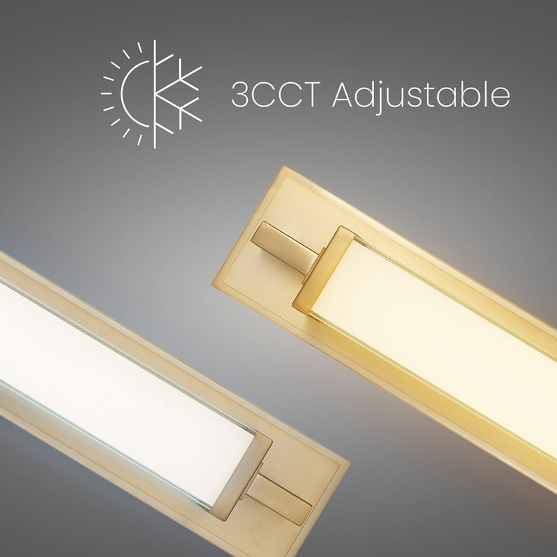 Alteck Empire 28in 1-Light LED Bathroom Vanity Light | Contemporary Antique Brass and Opal Glass | Bathroom Vanity & Mirror | Model BW0033-3CCT-AB
