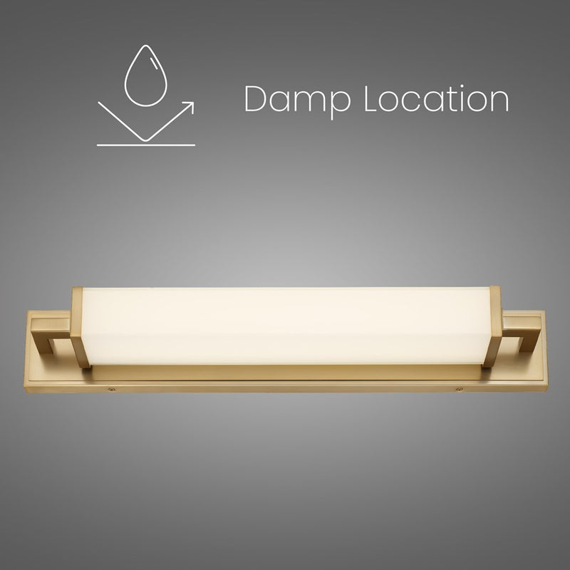 Alteck Empire 28in 1-Light LED Bathroom Vanity Light | Contemporary Antique Brass and Opal Glass | Bathroom Vanity & Mirror | Model BW0033-3CCT-AB