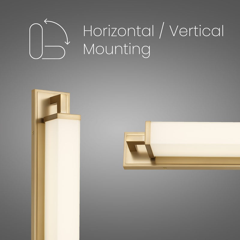Alteck Empire 28in 1-Light LED Bathroom Vanity Light | Contemporary Antique Brass and Opal Glass | Bathroom Vanity & Mirror | Model BW0033-3CCT-AB