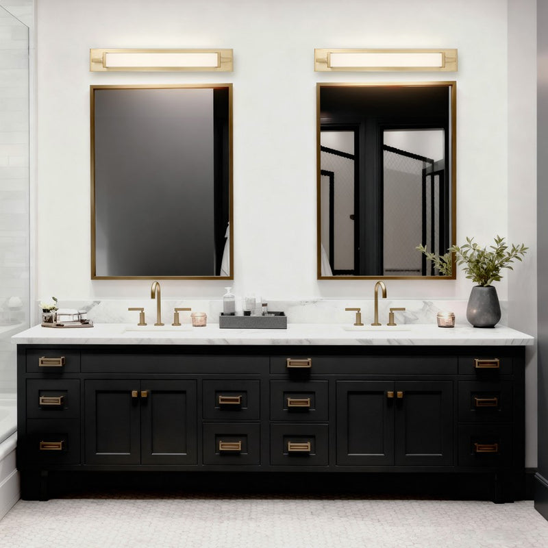 Alteck Empire 28in 1-Light LED Bathroom Vanity Light | Contemporary Antique Brass and Opal Glass | Bathroom Vanity & Mirror | Model BW0033-3CCT-AB