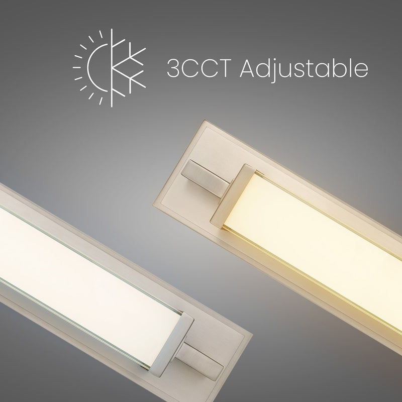 Alteck Empire 28in 1-Light LED Bathroom Vanity Light | Contemporary Brushed Nickel and Opal Glass | Bathroom Vanity & Mirror | Model BW0033-3CCT-BN