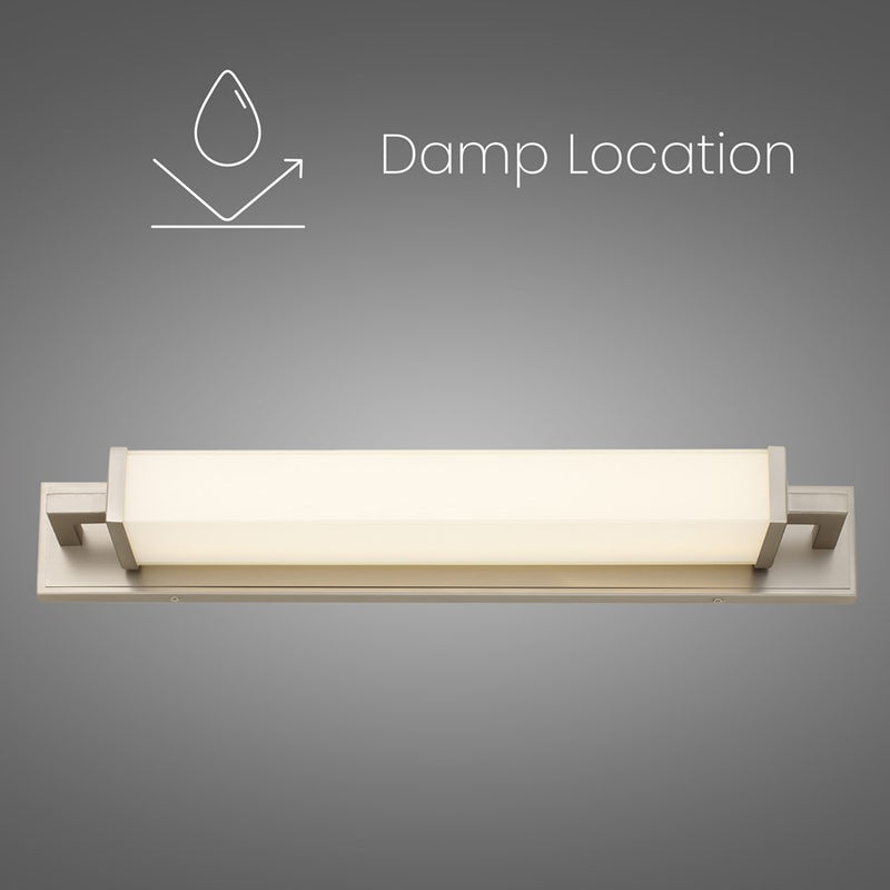 Alteck Empire 28in 1-Light LED Bathroom Vanity Light | Contemporary Brushed Nickel and Opal Glass | Bathroom Vanity & Mirror | Model BW0033-3CCT-BN