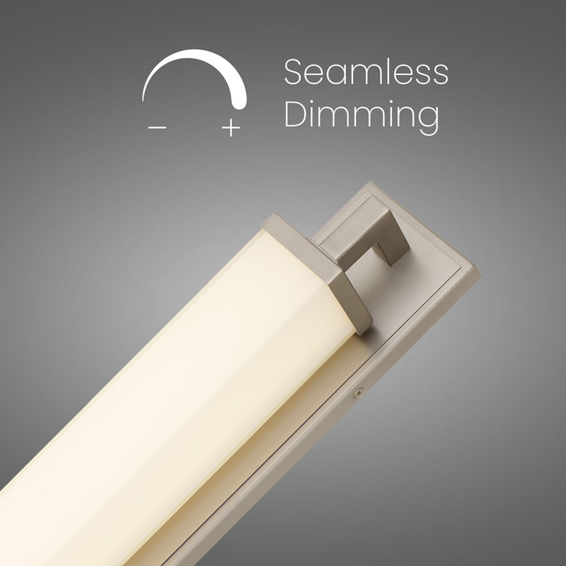 Alteck Empire 28in 1-Light LED Bathroom Vanity Light | Contemporary Brushed Nickel and Opal Glass | Bathroom Vanity & Mirror | Model BW0033-3CCT-BN