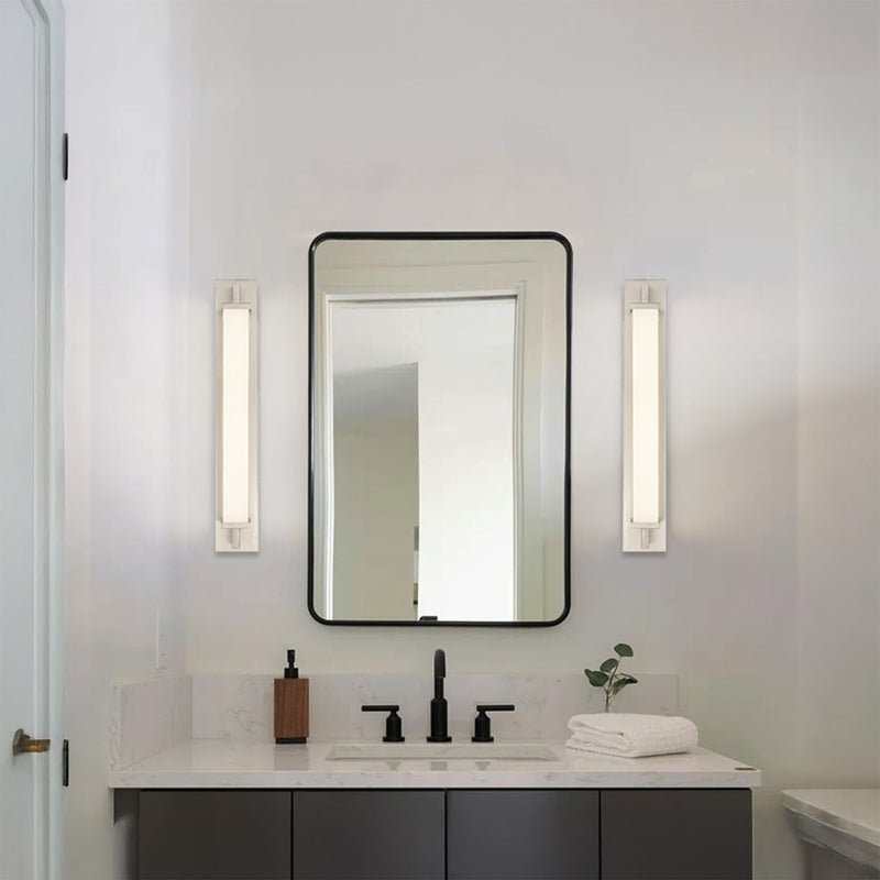 Alteck Empire 28in 1-Light LED Bathroom Vanity Light | Contemporary Brushed Nickel and Opal Glass | Bathroom Vanity & Mirror | Model BW0033-3CCT-BN