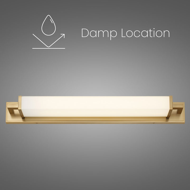 Alteck Empire 34in 1-Light LED Bathroom Vanity Light | Contemporary Antique Brass and Opal Glass | Bathroom & Powder Room | Model BW0034-3CCT-AB