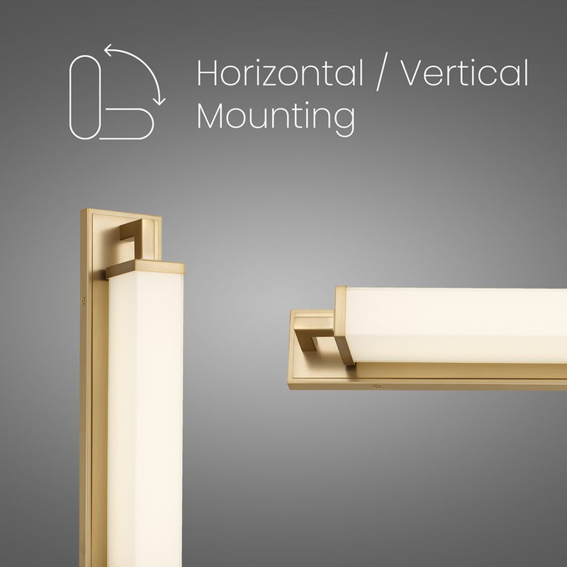 Alteck Empire 34in 1-Light LED Bathroom Vanity Light | Contemporary Antique Brass and Opal Glass | Bathroom & Powder Room | Model BW0034-3CCT-AB