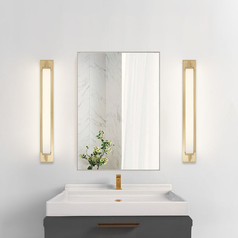 Alteck Empire 34in 1-Light LED Bathroom Vanity Light | Contemporary Antique Brass and Opal Glass | Bathroom & Powder Room | Model BW0034-3CCT-AB