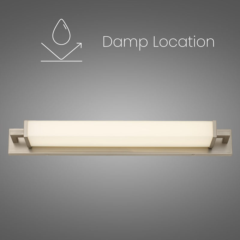 Alteck Empire 34in 1-Light LED Bathroom Vanity Light | Contemporary Brushed Nickel and Opal Glass | Bathroom & Powder Room | Model BW0034-3CCT-BN