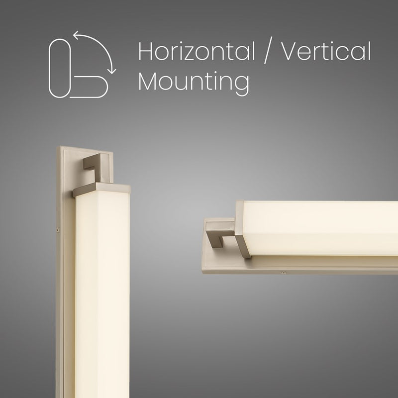 Alteck Empire 34in 1-Light LED Bathroom Vanity Light | Contemporary Brushed Nickel and Opal Glass | Bathroom & Powder Room | Model BW0034-3CCT-BN