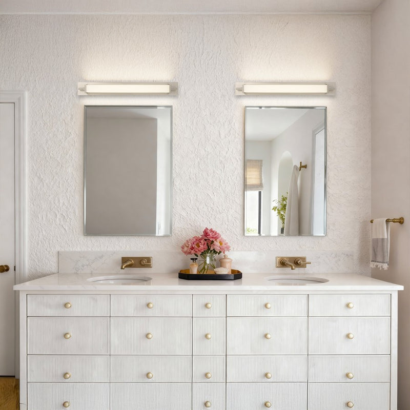 Alteck Empire 34in 1-Light LED Bathroom Vanity Light | Contemporary Brushed Nickel and Opal Glass | Bathroom & Powder Room | Model BW0034-3CCT-BN