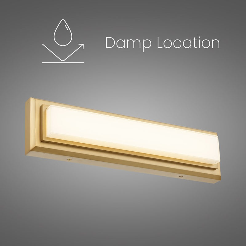 Alteck Roman 18in 1-Light LED Bathroom Vanity Light | Contemporary Antique Brass and Opal Acrylic | Bathroom & Powder Room | Model BW0035-3CCT-AB