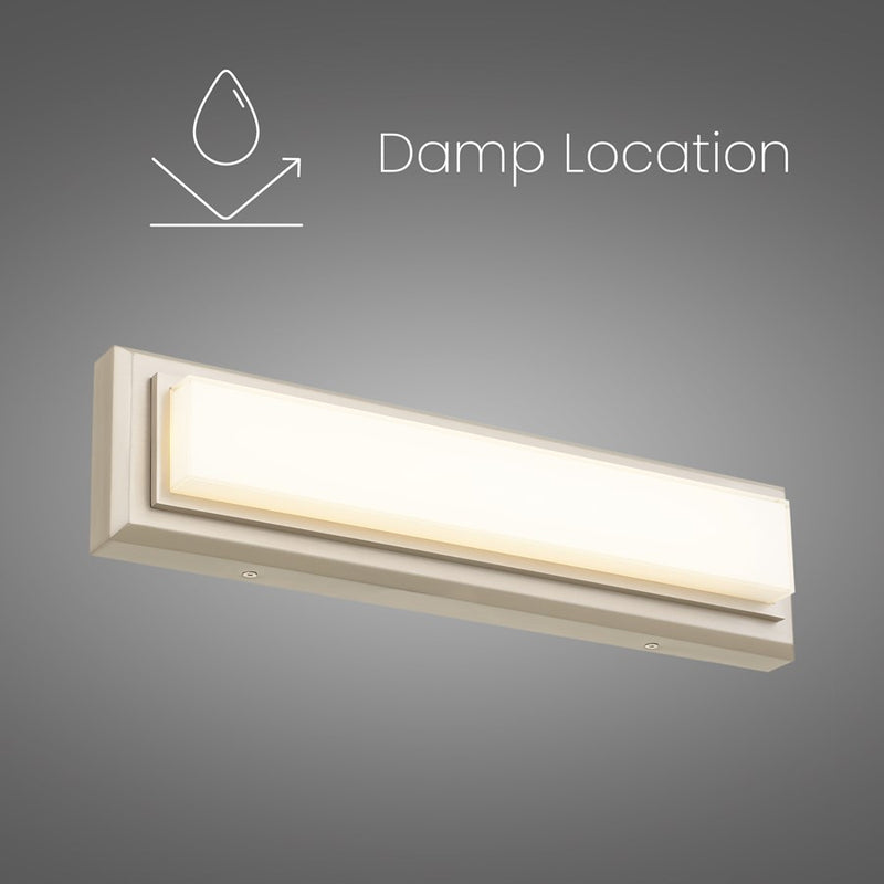 Alteck Roman 18in 1-Light LED Bathroom Vanity Light | Contemporary Brushed Nickel and Opal Acrylic | Bathroom & Powder Room | Model BW0035-3CCT-BN