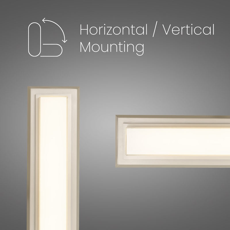 Alteck Roman 18in 1-Light LED Bathroom Vanity Light | Contemporary Brushed Nickel and Opal Acrylic | Bathroom & Powder Room | Model BW0035-3CCT-BN